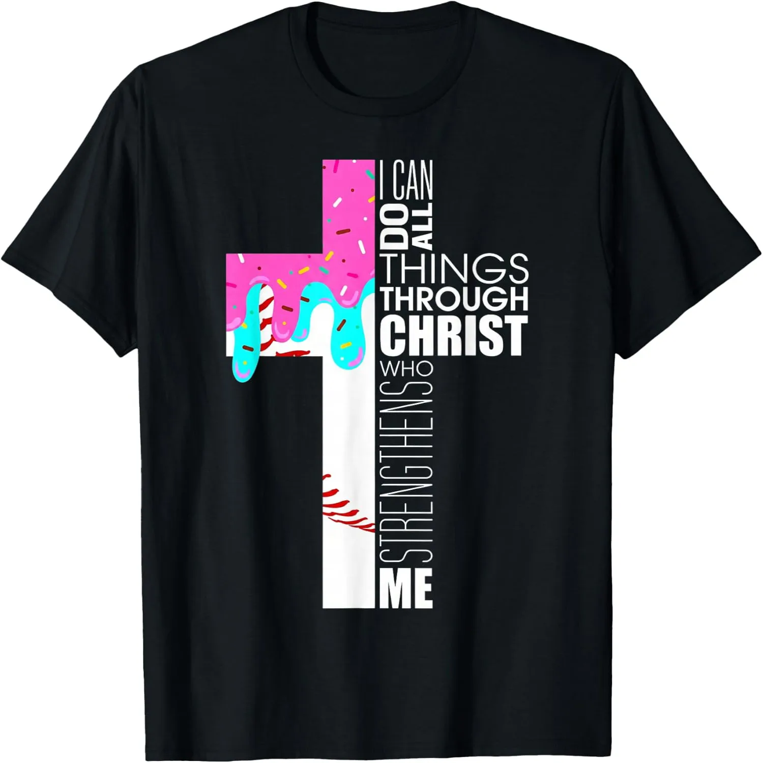 Christian Baseball Drip Shirt Boys Ice Cream Drip Youth Kids T-Shirt graphic tee, unisex, 100% cotton,