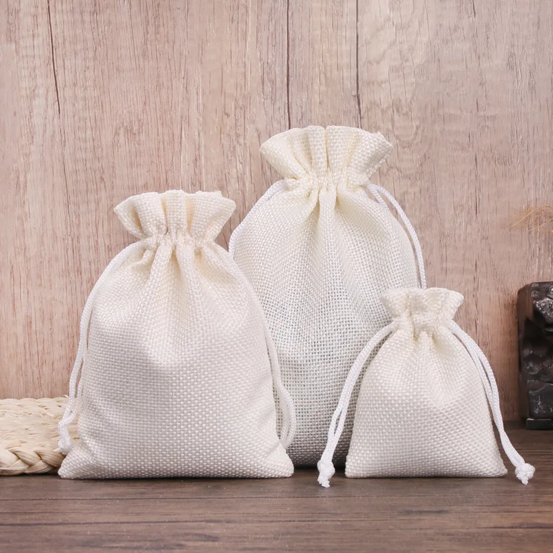 50 teile/los Leinen und Jute Kordelzug Tasche 7x9/10x14/13x18 cm schmuck Verpackung Hochzeit Süßigkeiten Weihnachten Party Geschenk Lagerung Tasche – Detail 12