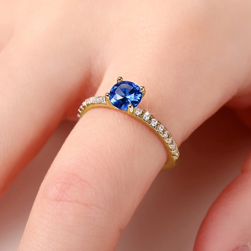 Huitan Klassisches 4-Krallen-Design, rund, Zirkonia, für Damen, Hochzeit, Verlobungsringe, 3 Farben erhältlich, zurückhaltender Brautschmuck, heißer Verkauf – Detail 31