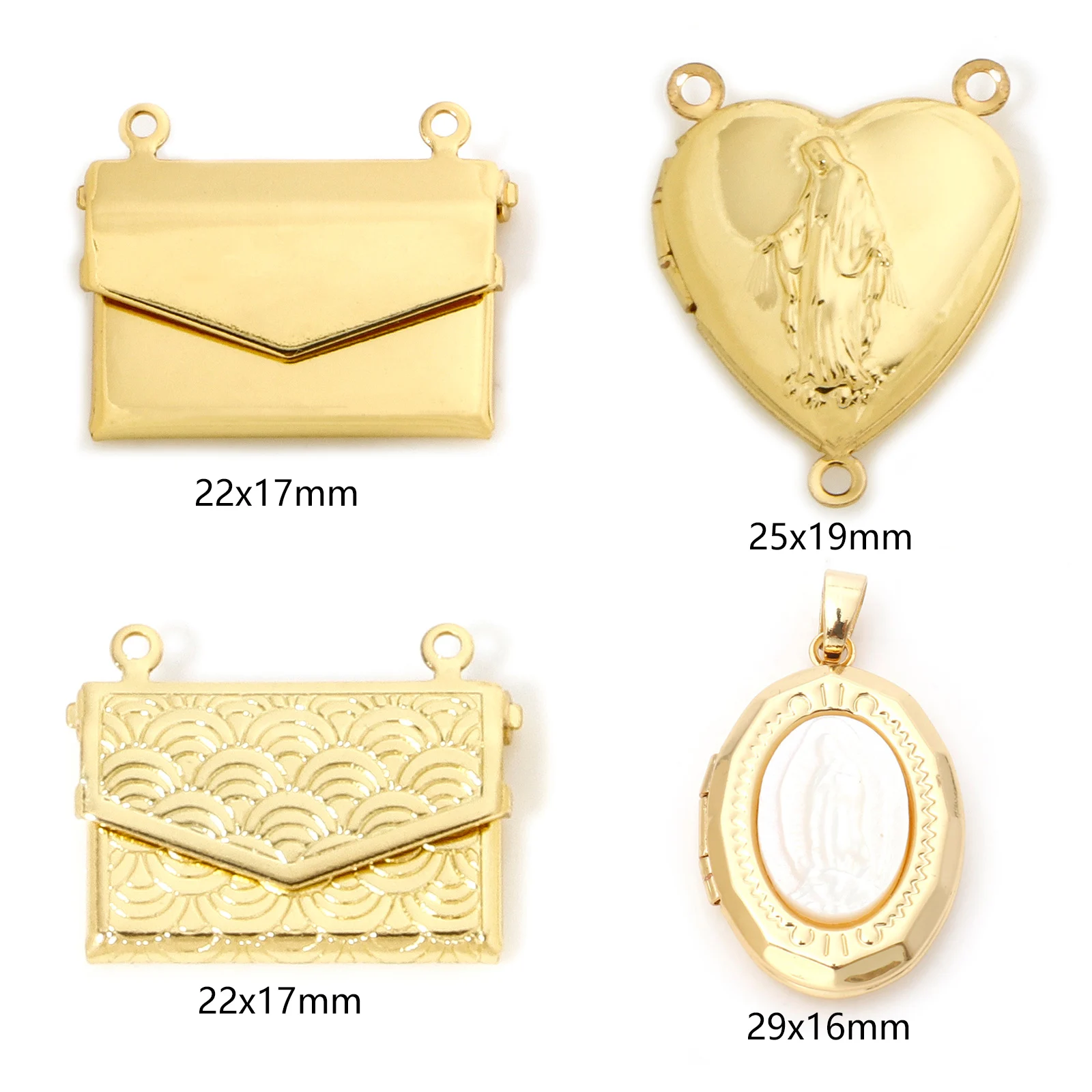 1 Piece Brass Charms 18K Real Gold Plated Can Open Photo Box Envelope Heart Pendants For DIY Necklace Jewelry Making Family Gift