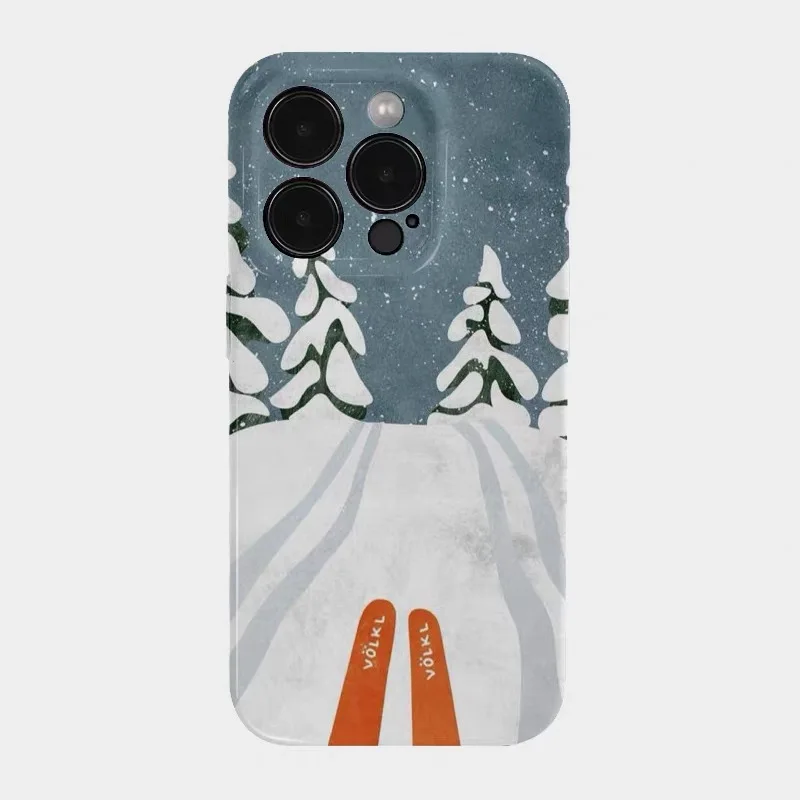 

Ins Korean Blue Snow Skiing Phone Case for IPHONE 17 Air 16E 15 PROMAX 14 Plus 13 12 MINI 11 PRO 16Plus XR Acrylic Phone Cover