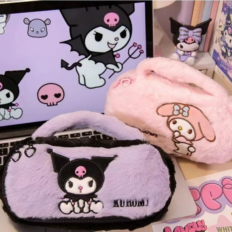 

Cartoon Hello Kitty Pencil Cases Kulomi Pencil Bags Junior High School High-capacity Stationery Pencil Case Plush Makeup Bag