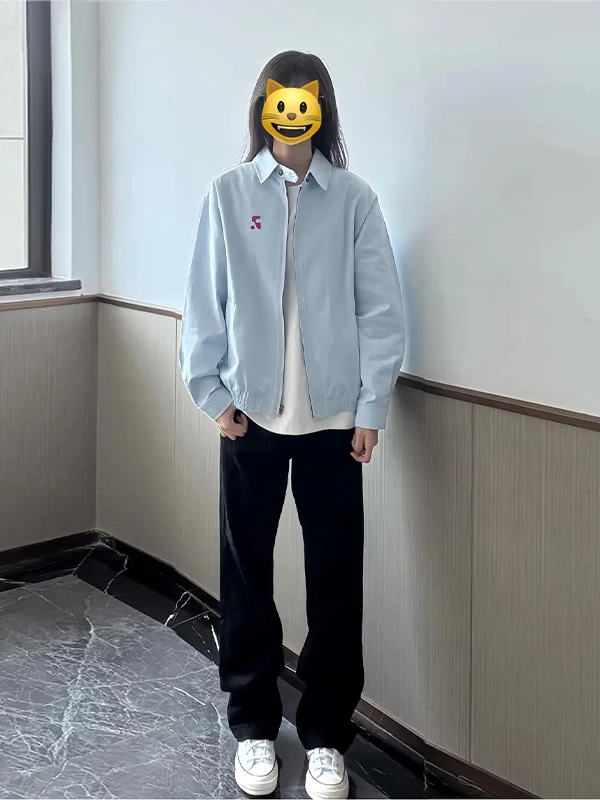 

Мужская куртка-бомбер в стиле харрингтон, темно-синяя, свободного кроя, из хлопка, для весны и осени, молодежная, повседневная верхняя одежда