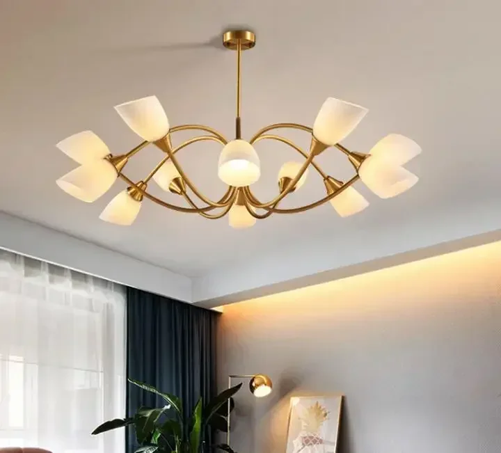 

Американская люстра, медная лампа, ретро, современная простая лампа для столовой, медная люстра в сельской атмосфере