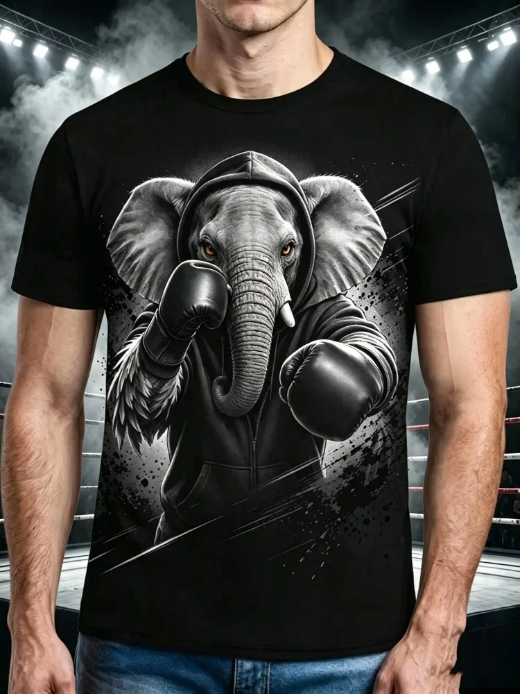 Men's 3D Animal Boxer Pattern Short Sleeve T-Shirt Fashion Daily Casual T Shirt Outdoor Men Women Crew Neck Tops Summer Clothing