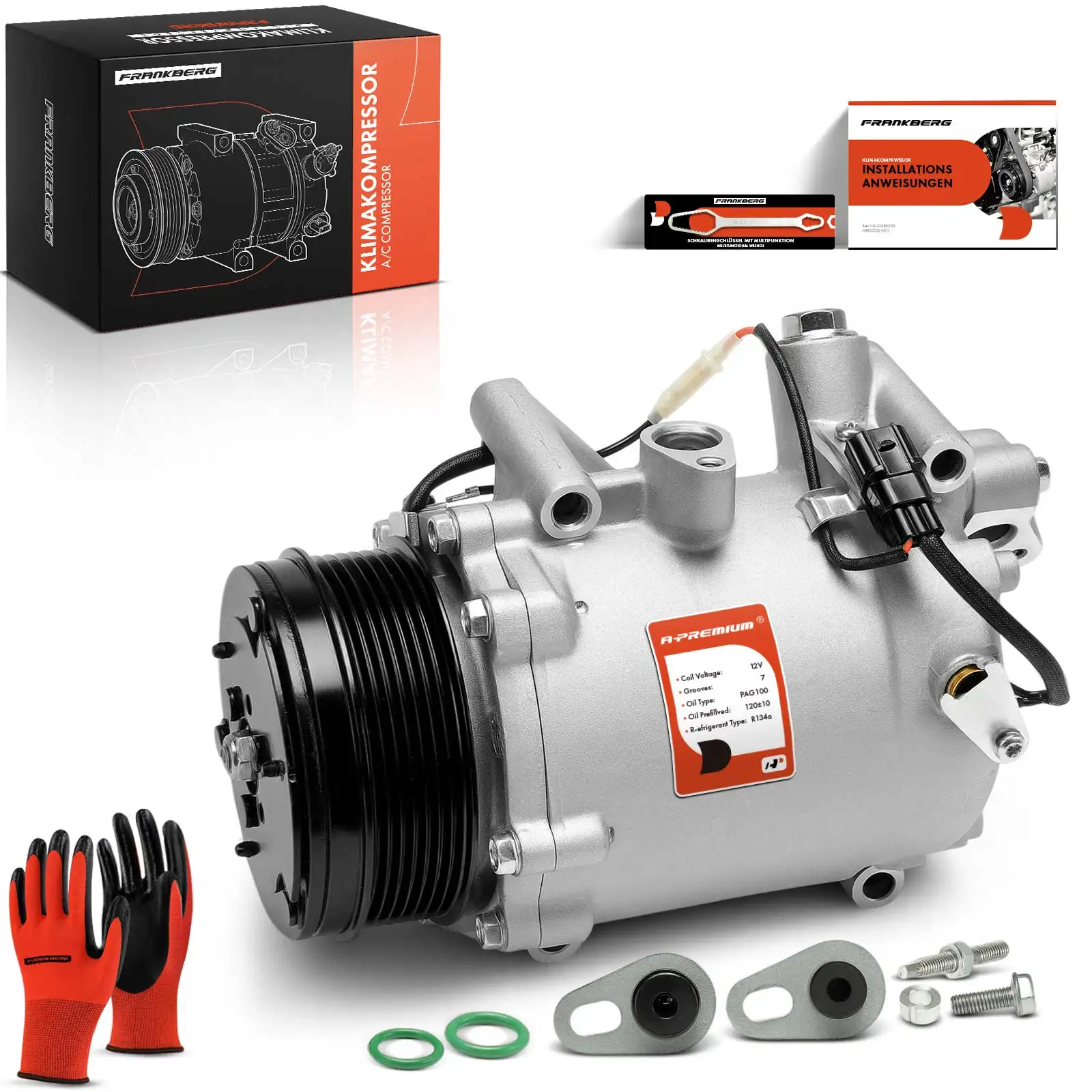 Frankberg 1x klimaatcompressor voor Honda CR-V III RM 2.4L Bj vanaf 2006 38810RZYA01 38810RWCA01 38810RWCA02 98580 38810RWCA03