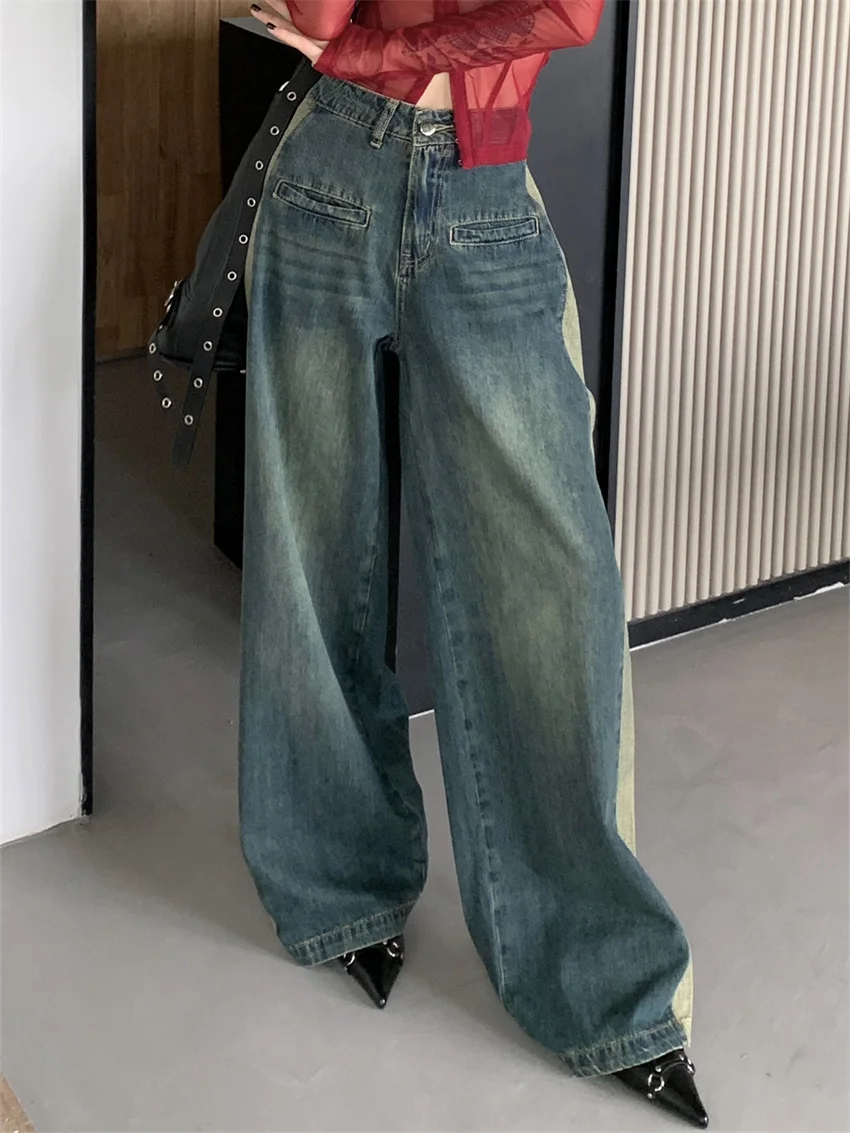 

Alien Kitty Hot Sale Women Jeans Straight Wide Leg Casual Denim Autumn All Match Daily Loose Office Lady Vintage Mopping Pants