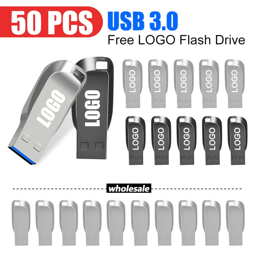 

50PCS/lot Flash Drives 64GB 32GB 16GB 8GB Pen Drive USB 3.0 high speed PenDrives free custom logo U Disk cle usb flash drives