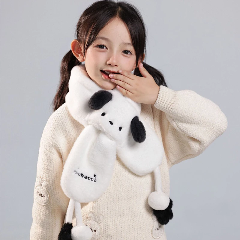 Miniso Pochacco Winter Children Cute Scarf Kid Cartoon Neck Cover Kindergarten Boy Girls NeckWarmer Student Neckchief Pupil Gift