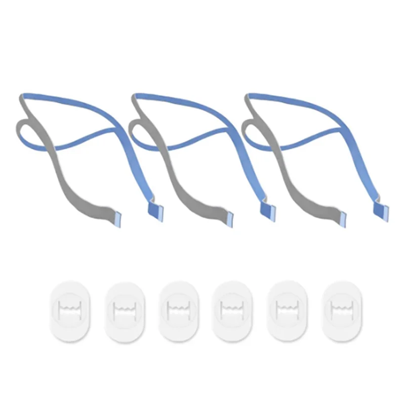 3PCS Replacement Headgear for P10 Nasal Pillow CPAP Mask Straps with 6 Adjustment Clips