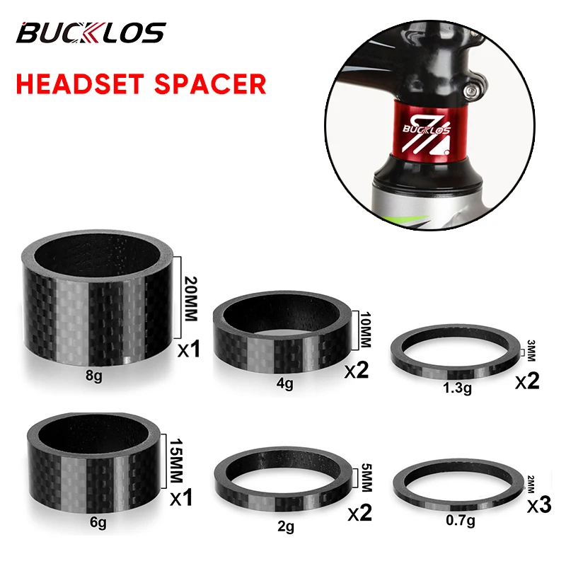 

BUCKLOS 11PC Headset Washer Bicycle Fork Spacer Carbon Aluminum Ultrilight Bike Headset Washer 28.6mm 31.8mm Bicycle Stem Spacer