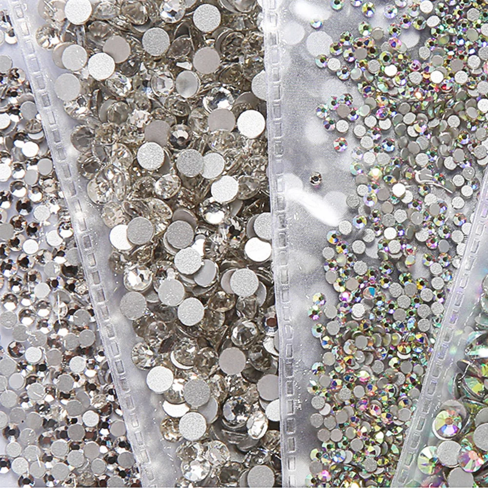 1440 sztuk/worek Mini Cyrkonie 3D do Paznokci Białe/AB SS3-SS16 Płaskie Szklane Diamenty Ozdoby do Paznokci DIY Manicure Kamienie *&1