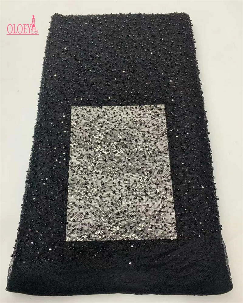 

Beaded Lace Fabric French Tulle Embroidery Lace High Quality African Sequins Beads Fabric For Women Wedding Dresses