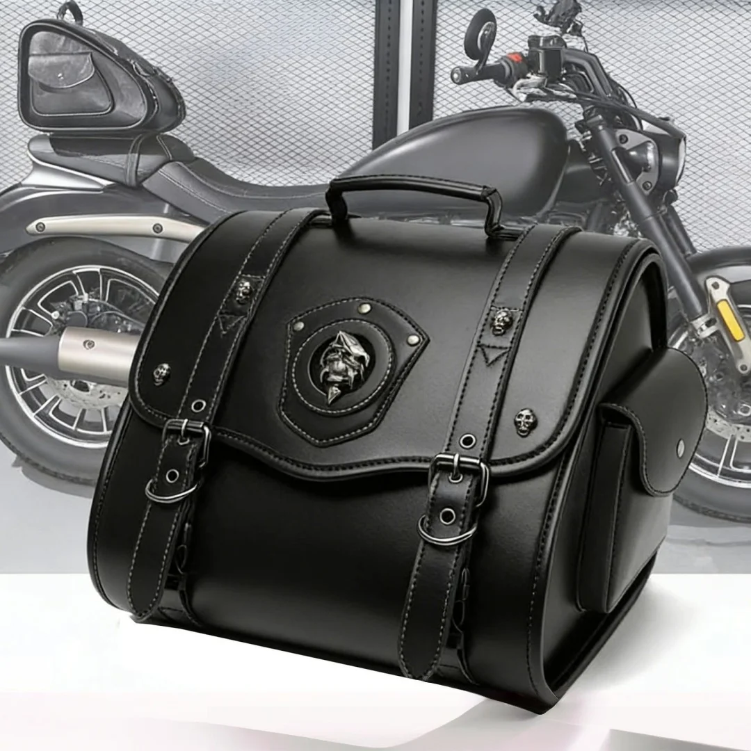

Universal Retro Motorcycle Rear Seat Bag Skull Monster Pattern Knight Tail Storage Bag Waterproof Storage Tool Splashproof Moto