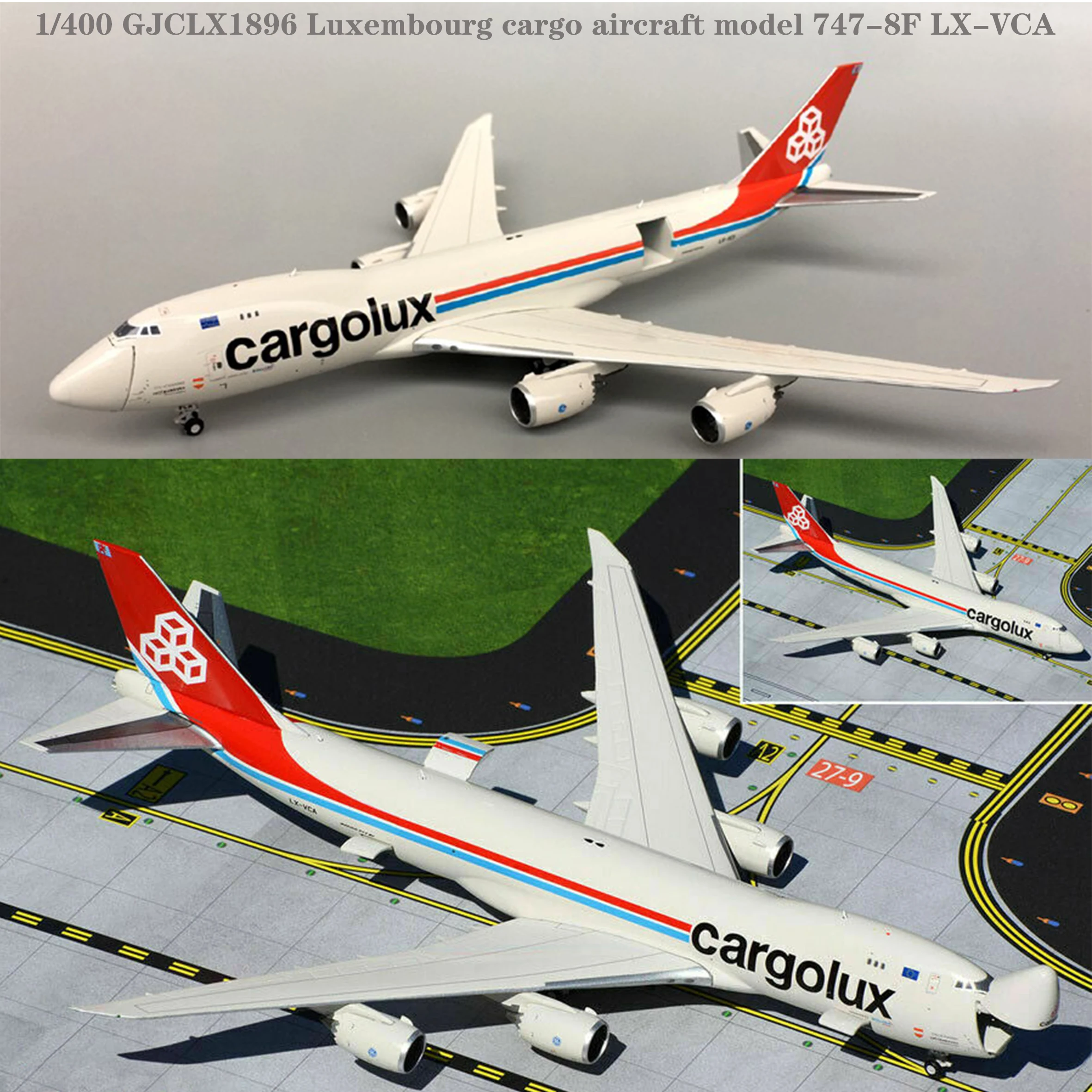 Fine 1/400 GJCLX1896 Luxembourg cargo aircraft model 747-8F LX-VCA  Alloy collection model