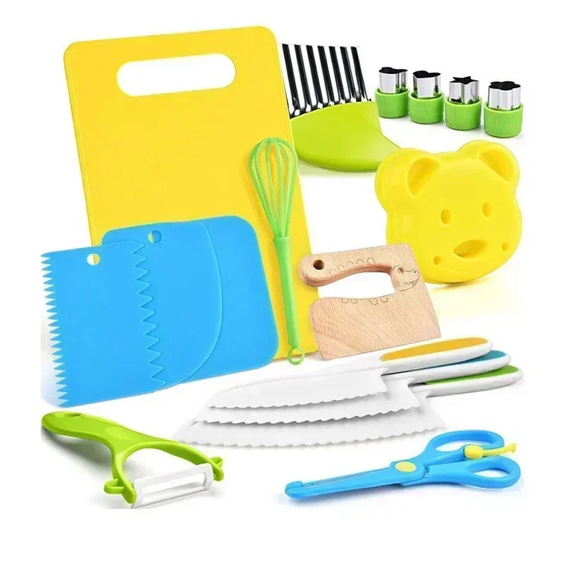 11/13/17 Uds. Juegos de cocina para niños, herramientas de cocina Montessori de cocina Real para niños pequeños, cuchillos seguros para niños de 2/3/4/5/6/7/8 años