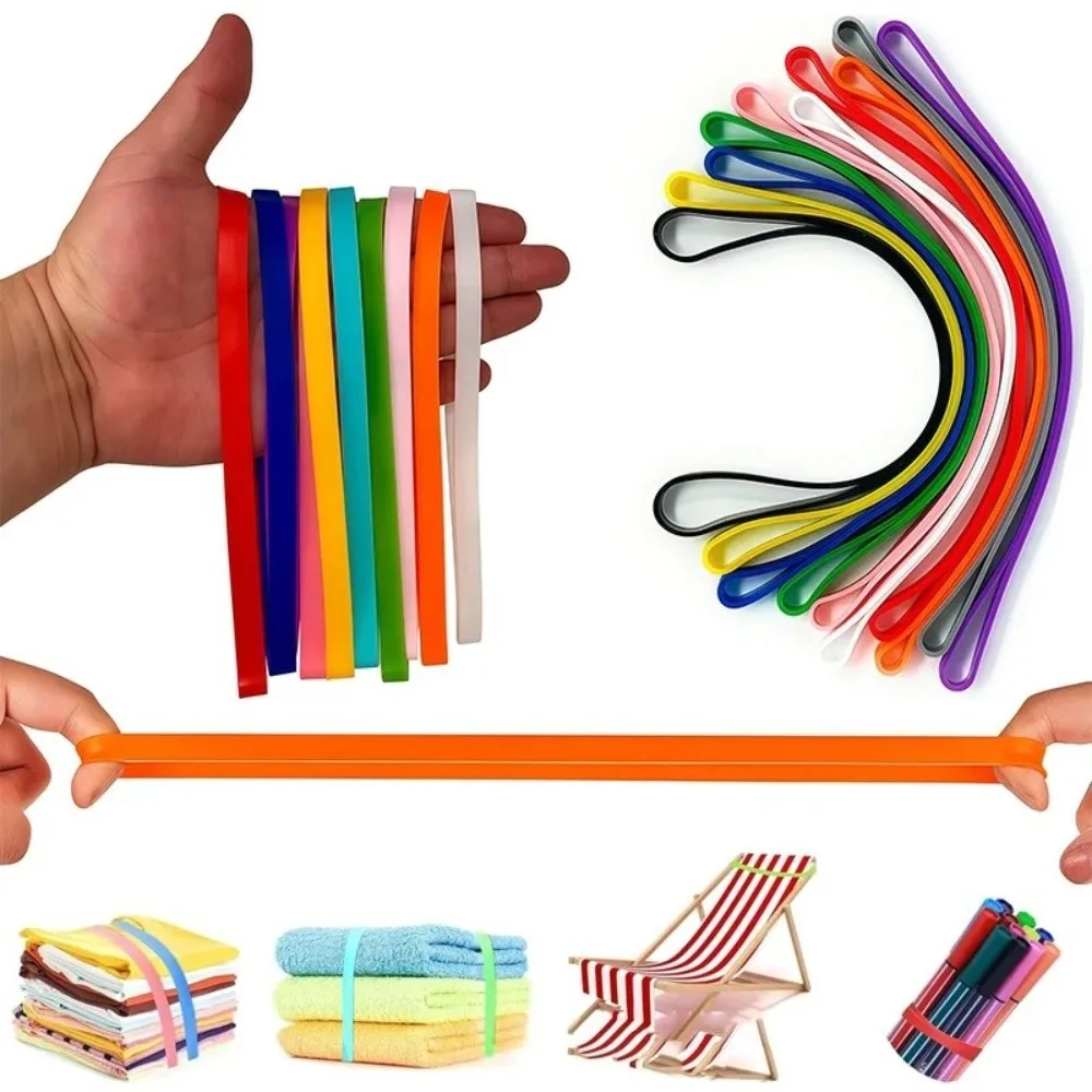 

6/12 Pcs Random Colors Rubber Bands Colorful Reusable Planner Elastic Bands Stretchable Silicone Elastic Rubber Bands