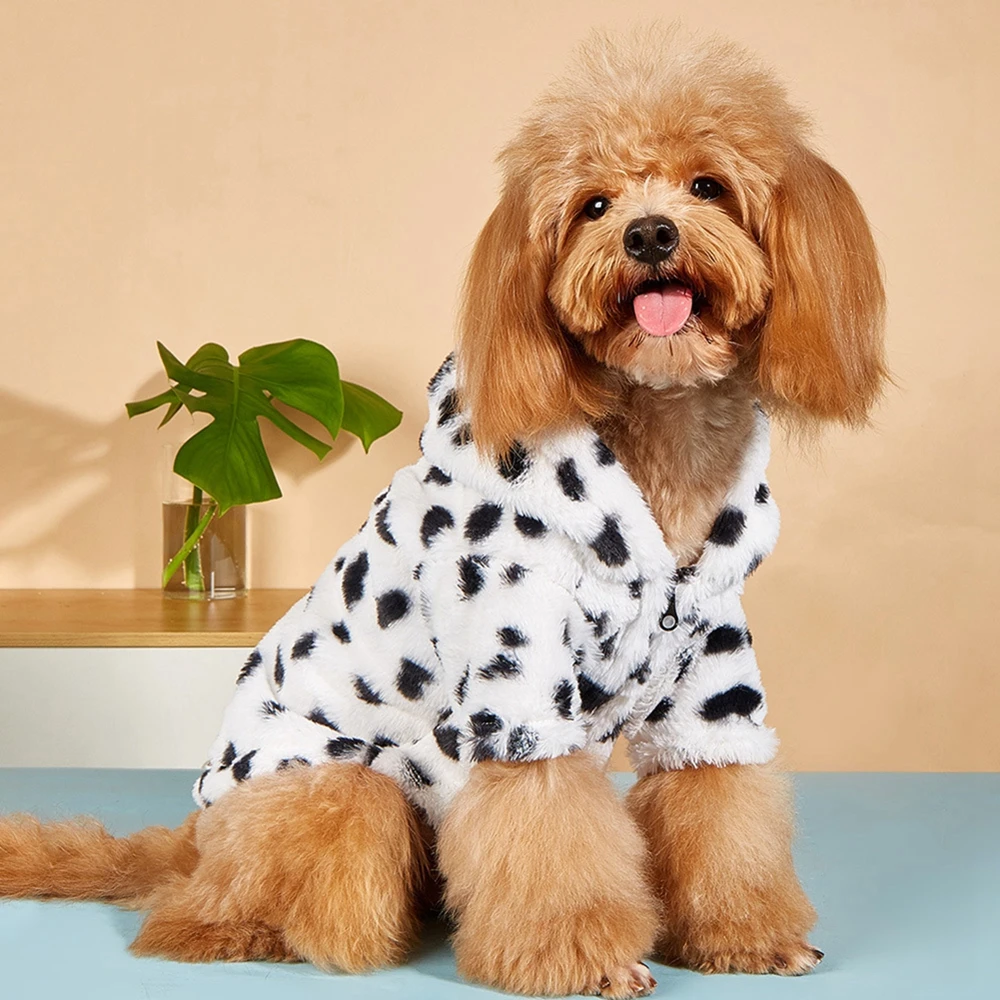 

Pet Clothes Autumn Winter Plush Coat Leopard Print Coat Small Dog Cat Jacket Fur Sweater Bulldog Pug Poodle