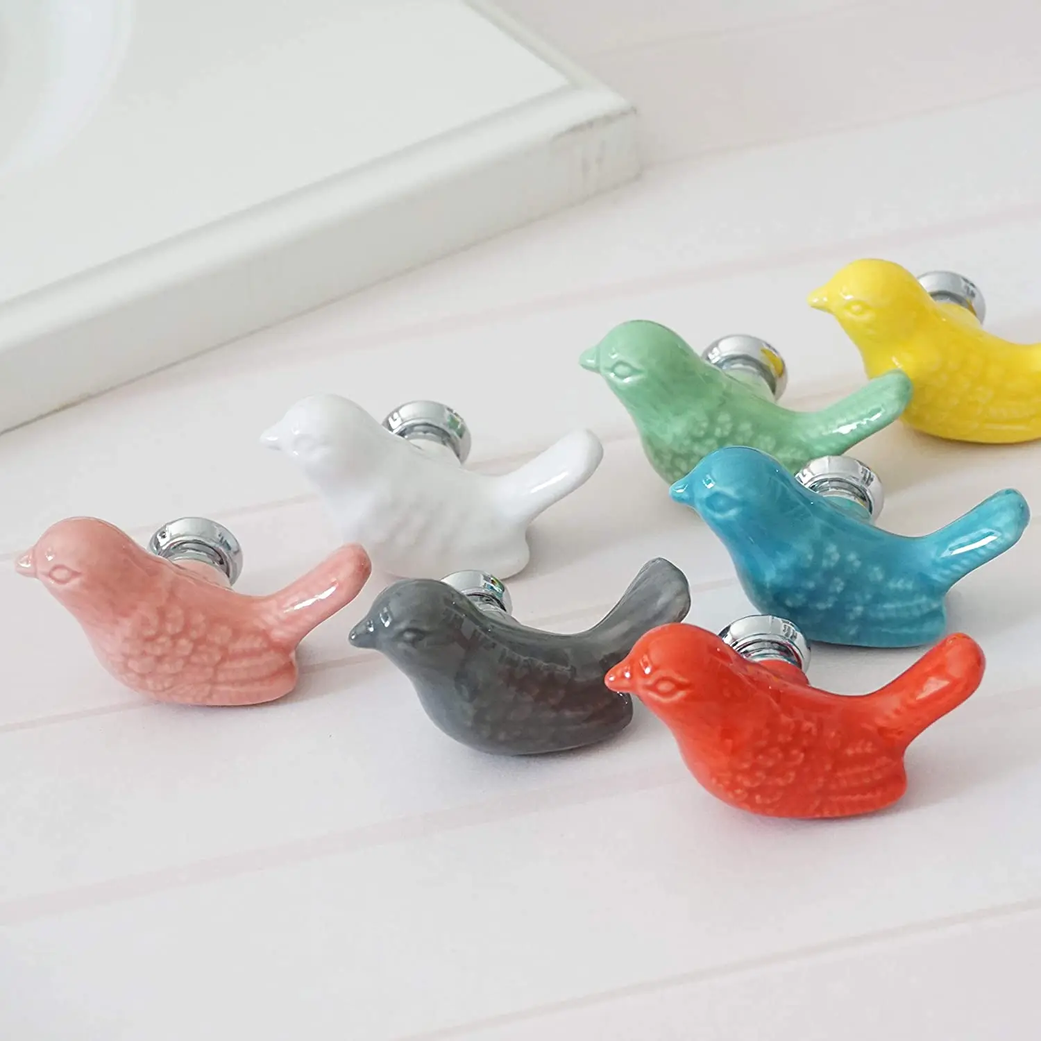 MFYS Cute Bird Shape Ceramic Handles for Furniture Various Colors Cabinet Pulls Home Decor Handle for Children\'s Room Kids Knobs