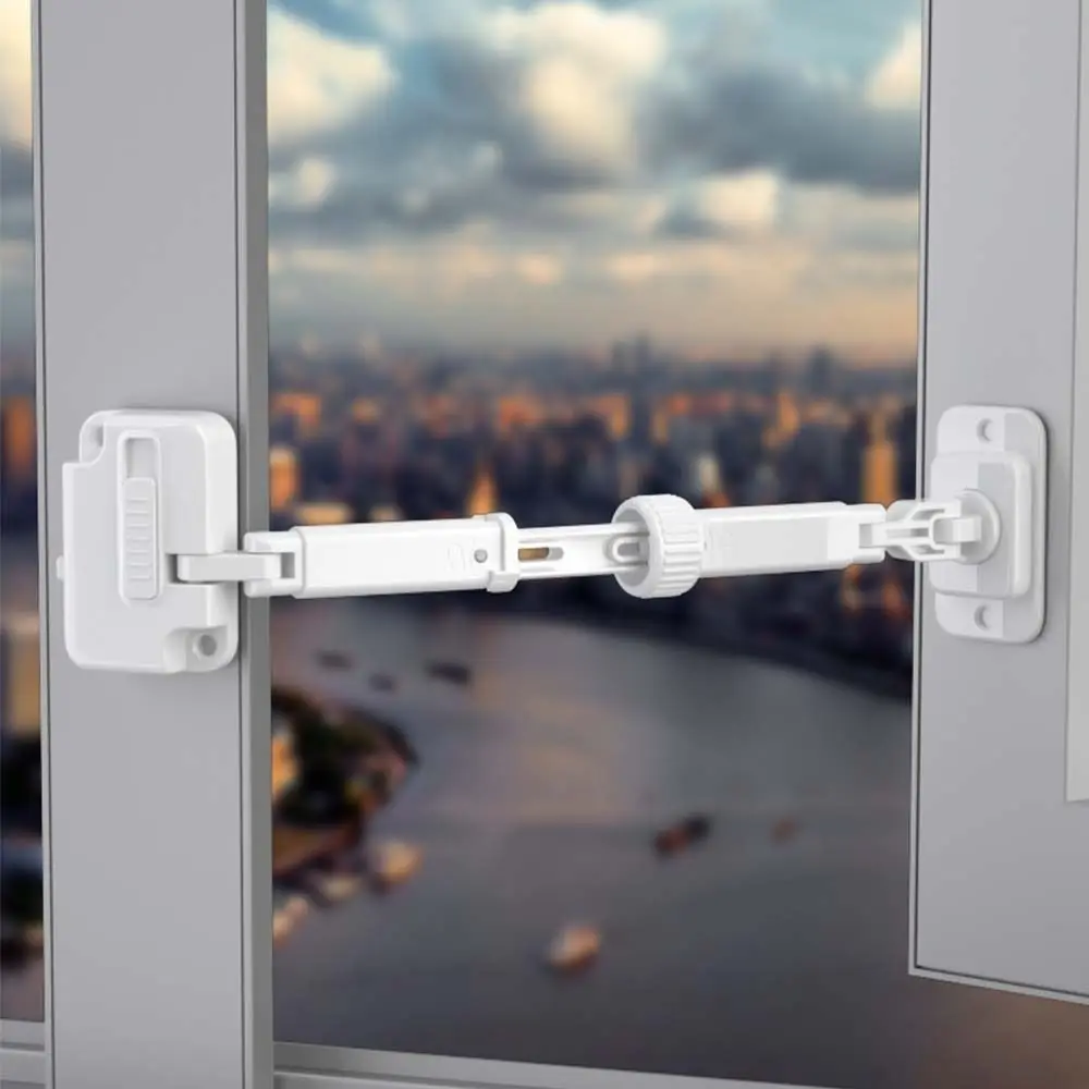 Portable ABS Window Lock Adjustable No Punching Window Restrictor Strong Fixation Anti-theft Child Safety Lock Home