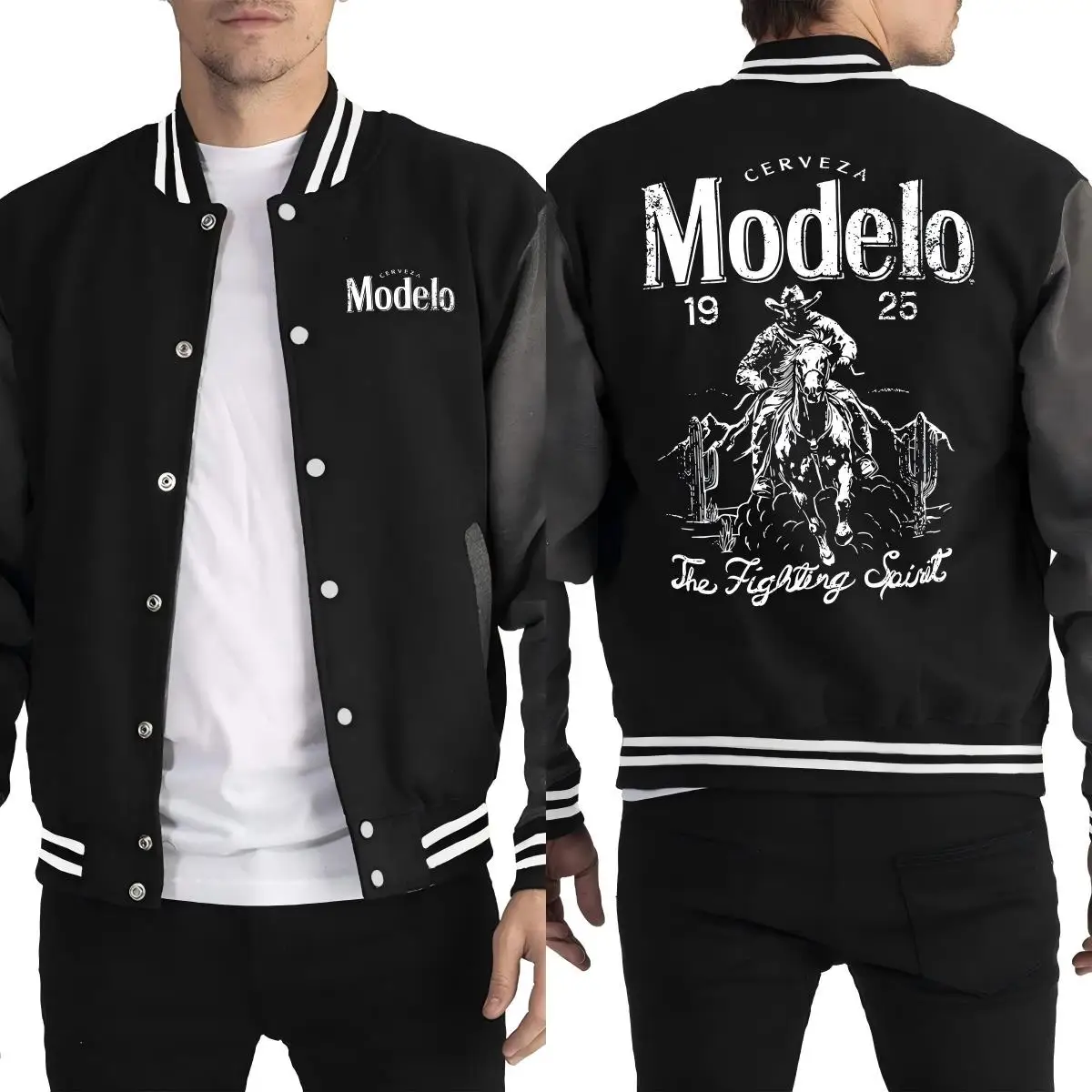 

Modelo The Fighting Spirt, мужская куртка в стиле вестерн с ковбойским принтом в пустыне, свободная американская бейсбольная форма, осенняя флисовая уличная одежда