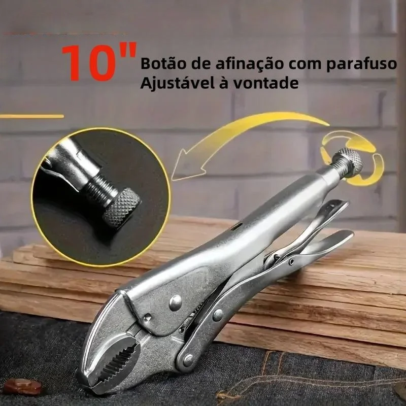Alicate de Pressão Em Aço Carbono Com Mordente Curvo 10 Polegadas 250mm