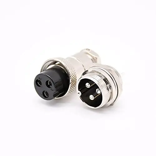 GX20-3 Aviation Plug and Socket Set, 3 Pin Male Female Connector with Solder Terminals, Straight Electrical Coupler