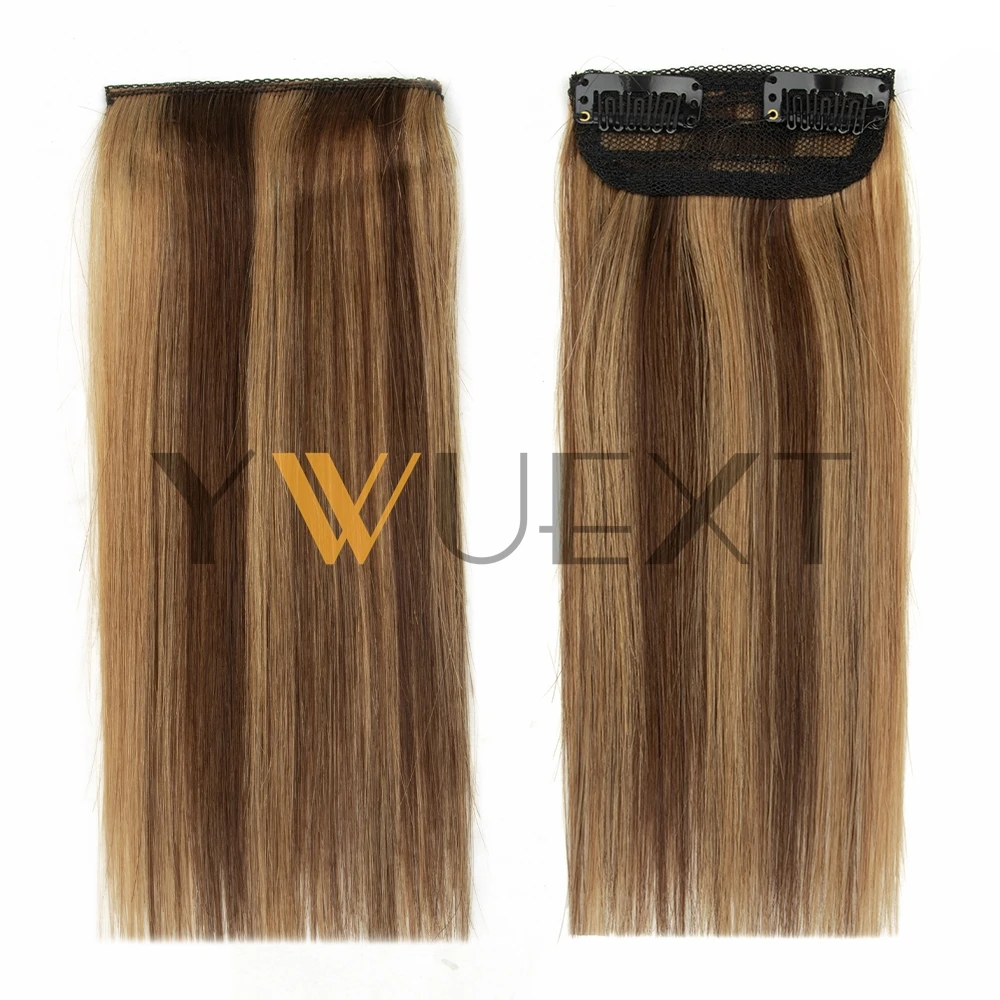 P4/27 Mini Clip In One Piece Hair Pad Real Remy Human Hair Clip in Hair Extensions Short Straight Adding Hair Volume for Women