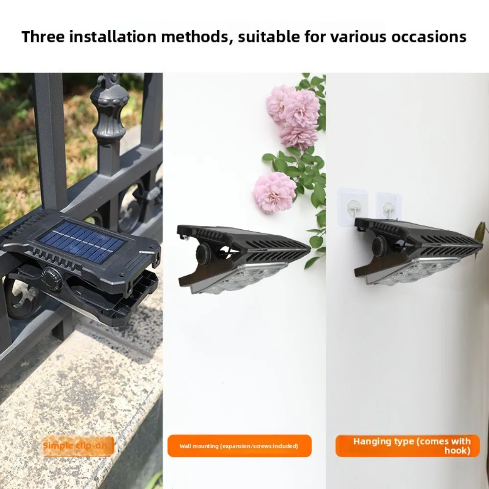 Luz de pared con sensor de movimiento solar más vendida: impermeable, uso interior y exterior, luz para valla, luz de jardín, luz con clip con sensor de movimiento
