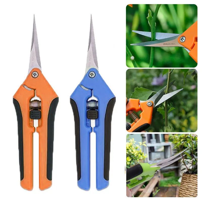 

Garden Pruning Shear Straight Blade Shears Stainless Steel Elbow Cut Tools for Shrub Trimmer Household Leaf Potted Branch Pruner