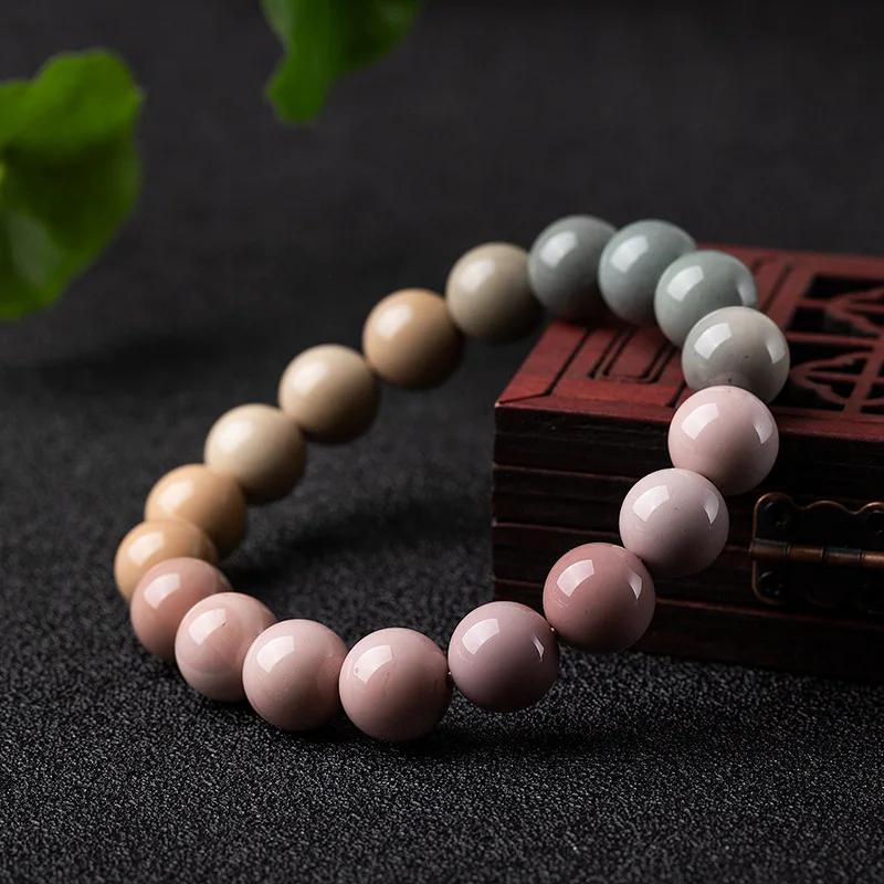 NaturalAlashan Jade Agate Female Macaron Morandi Milkshake Gradient Color Single Circle Bracelet