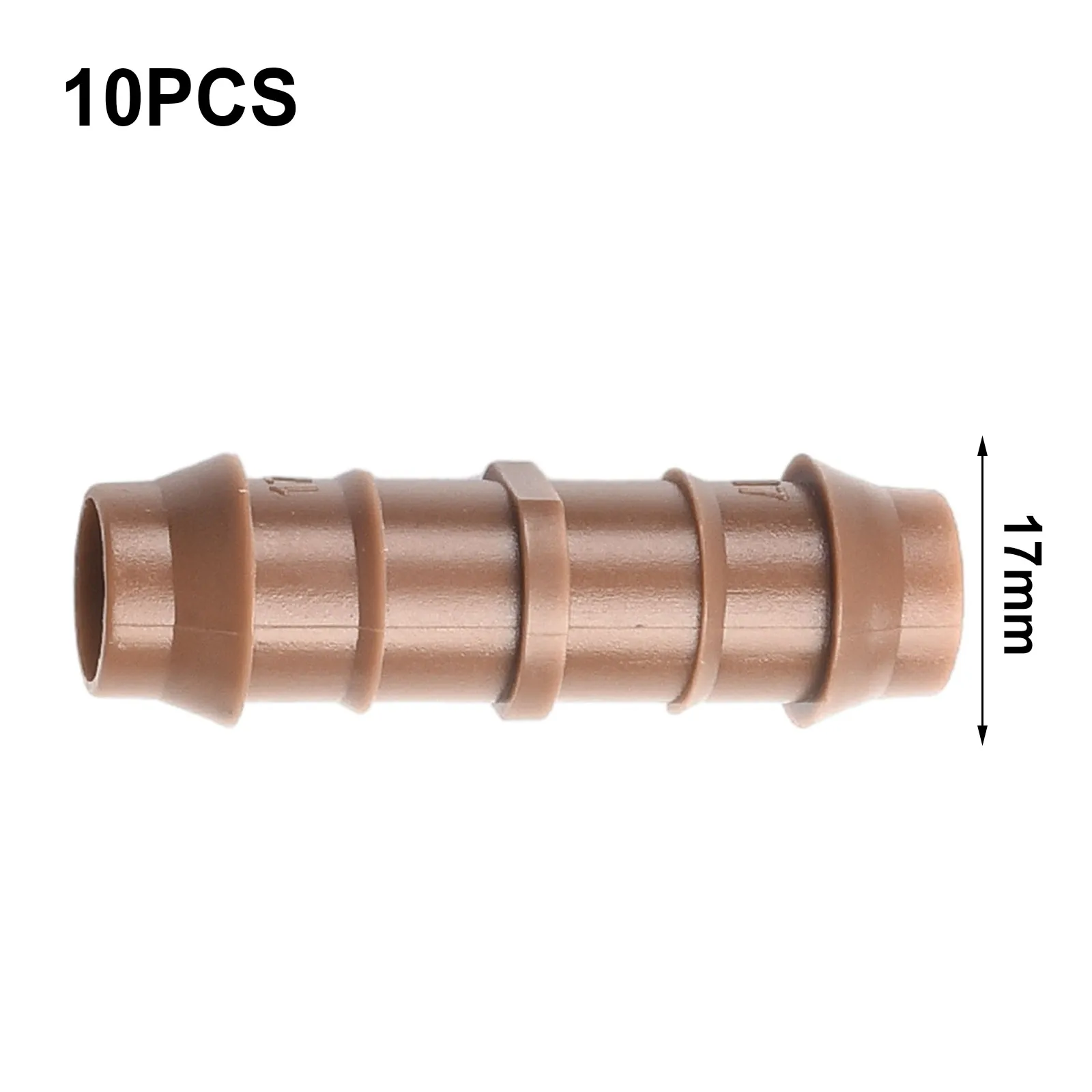 

Set Coupler Connectors 10pcs 17mm Accessories Barbed Brown Drip Fittings Garden Irrigation Line Coupler Brand New