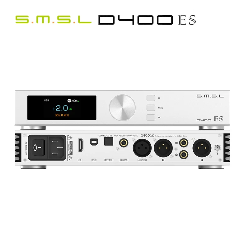 SMSL D400ES Decoder MQA & MQA-CD DAC DSD512 ES9039MSPRO Chip XMOS XU316 PCM 32bit/768kHz JAS HI-Res DAC