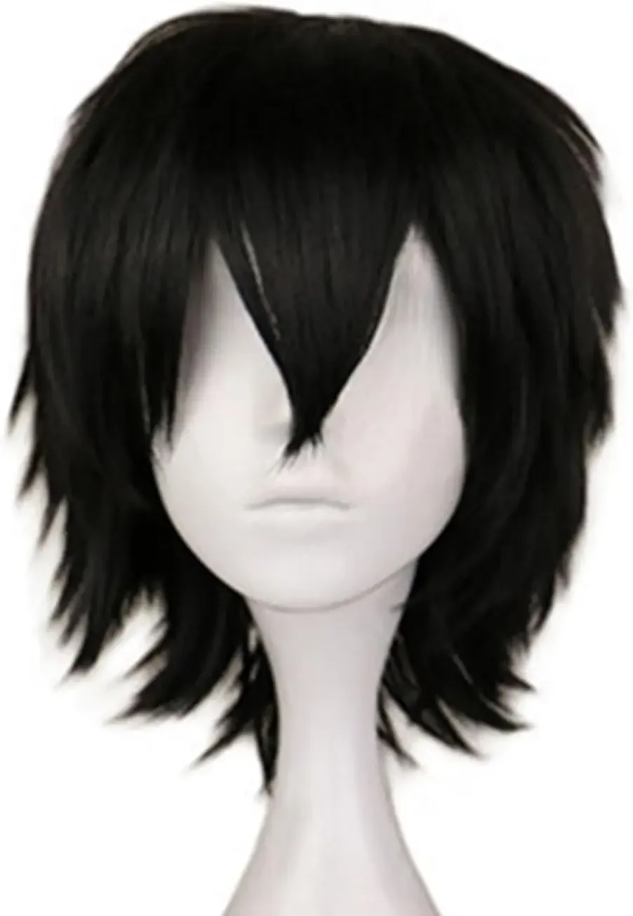 Unisex Black Short Wig Short Black Wig Cosplay Wig, Fluffy Straight Hair Unisex Fancy Party Wigs Costume Anime Costume Party Wig