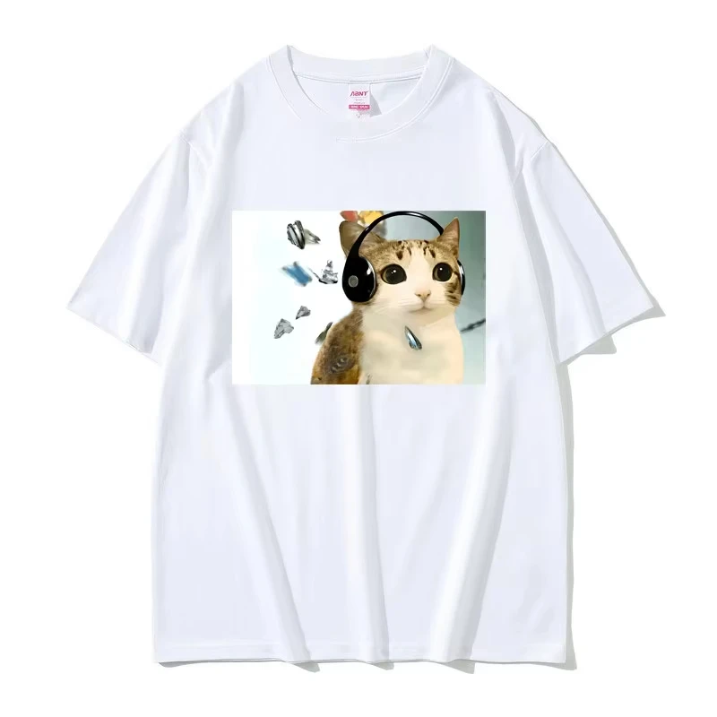 Cat Owl Cursed Internet Meowl Funny Meme T-Shirt Men Women Fashion Oversized Short Sleeve T-Shirts Men's Casual Humor T Shirts