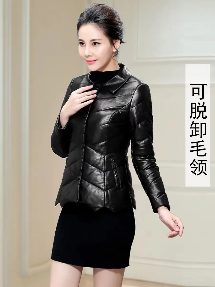 Winter Warm Thick PU Leather fur Coats Women Short Parkas Fashion Black Cotton Padded Lady Down Jacket Elegant Clothes jacket