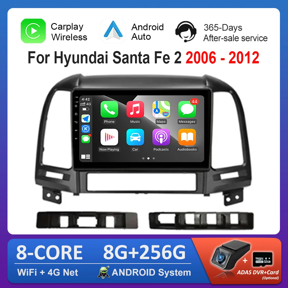 

Car Radio Multimedia Player DSP Stereo Android System 4G for Hyundai Santa Fe 2 2006 - 2012 Carplay GPS Navi WiFi 2.5D Screen