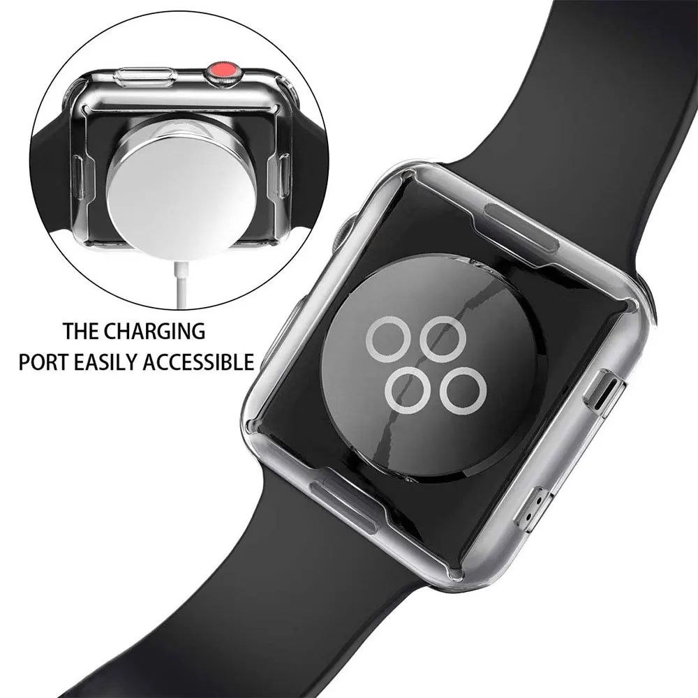 Transparent Case For Apple Watch Series 1/2/3/4/5/6/7/8/9 SE Screen Protector Soft TPU Cover for iWatch 38/40/41/42/45/44 mm