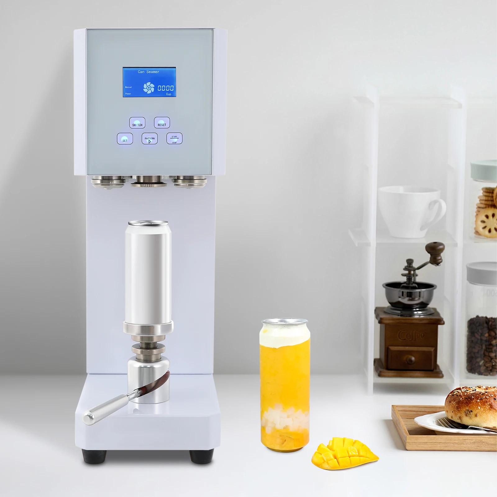 

370W Fully Automatic Can Sealing Machine, Beverage Intelligent Aluminum Cap Seal Machine Commercial Milk Tea Drink Bottle Sealer