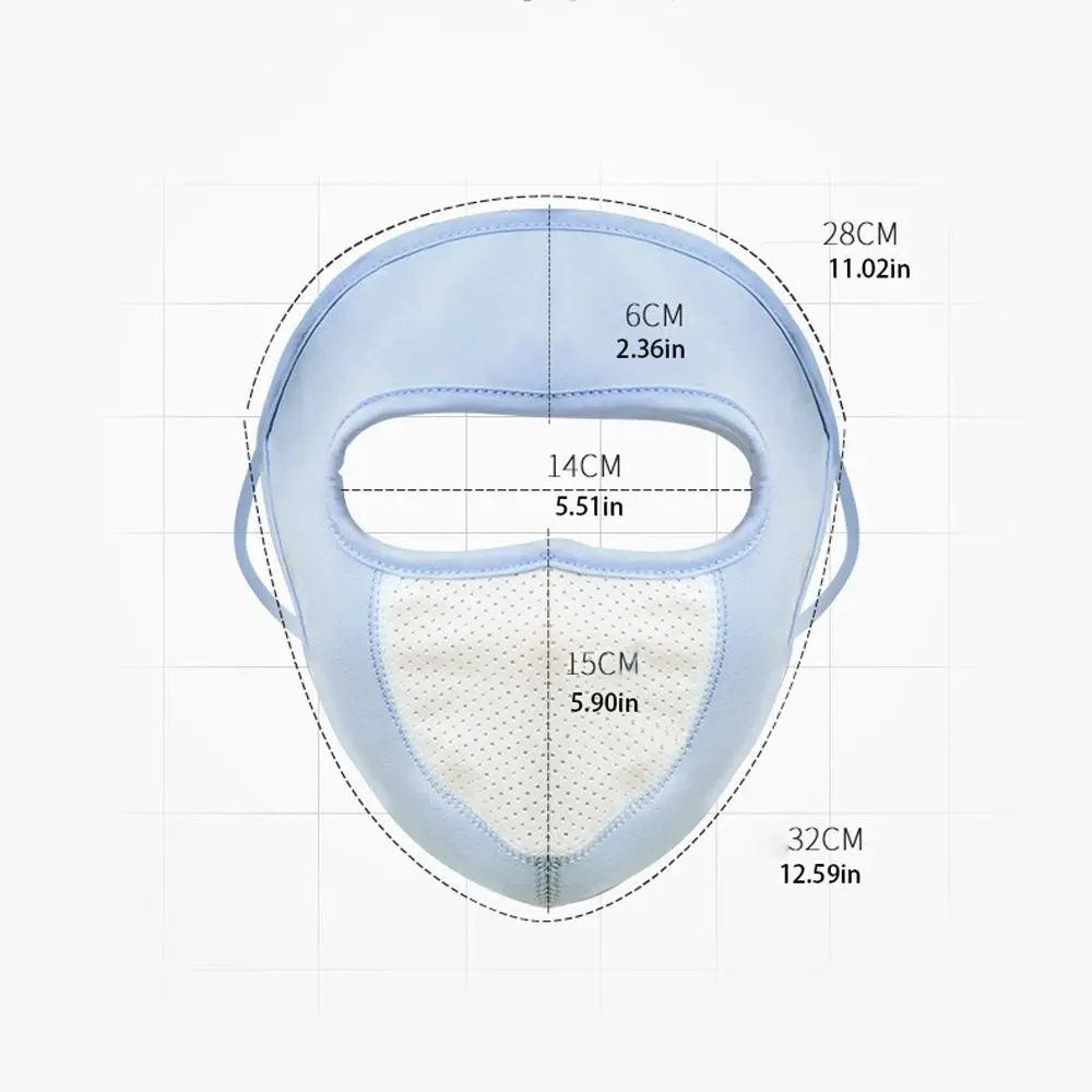 햇빛 차단 쉴드 아이스 실크 메쉬 남성 운전 얼굴 커버, 여름 자외선 차단 마스크, 여성 얼굴 마스크, 얼굴 지니 마스크, 단색