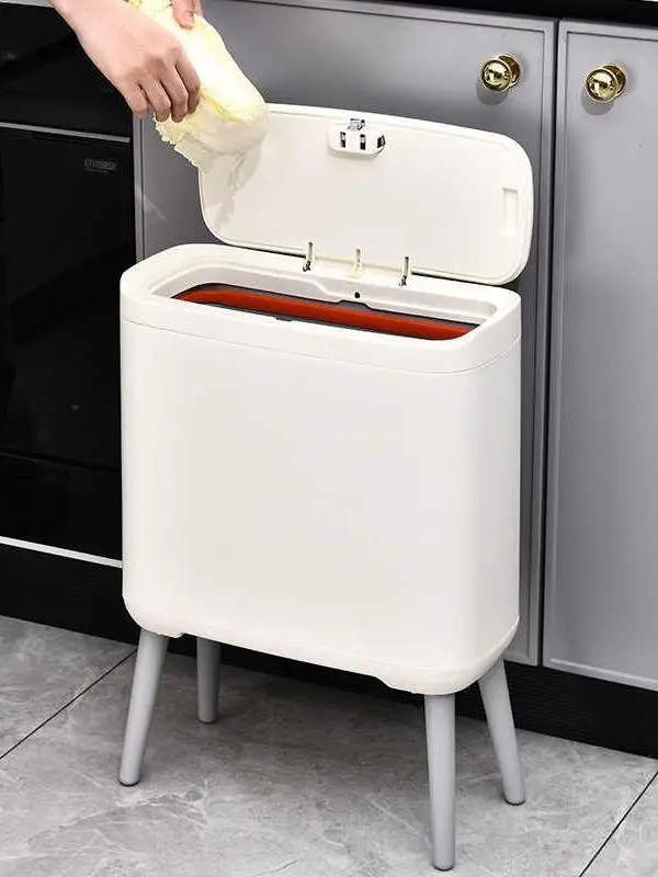 New Waterproof Bathroom Trash Can  Type High Foot Large Capacity with Automatic Packaging Cover Odor Control Home Cleaning...
