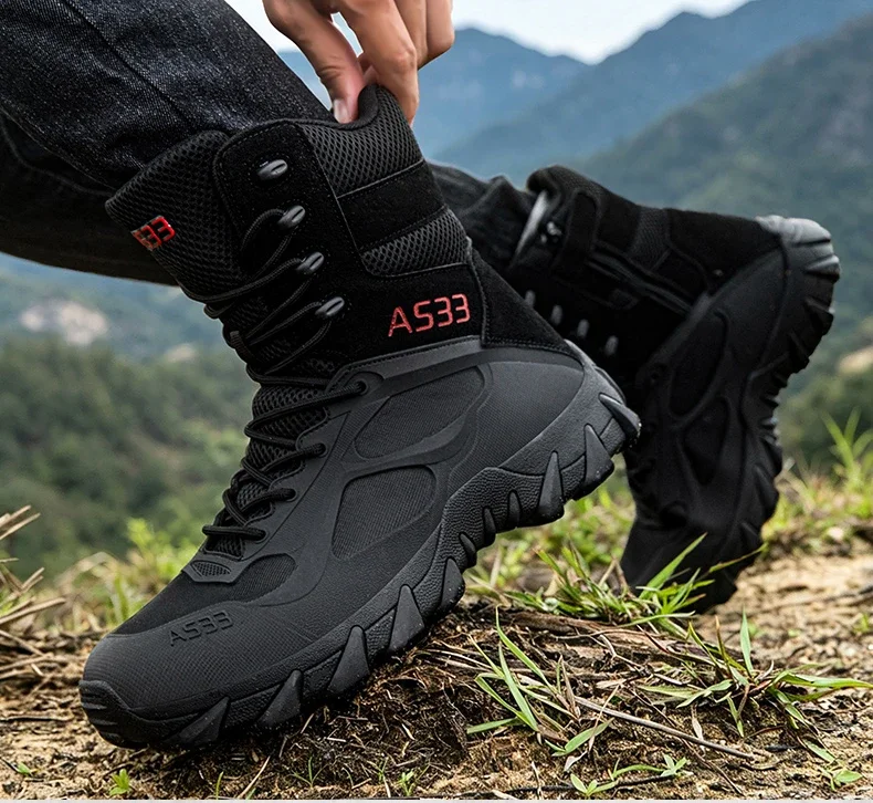 Herren Neue Armee-Stiefel Outdoor Wasserdichte Ultraleichte Arbeits-Taktische Stiefel Schnür-Camping-Stiefel Rutschfeste Hochwertige Wüstenstiefel – Detail 36