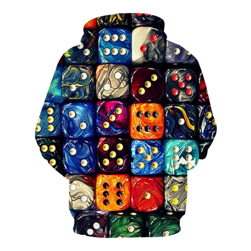 Krisnanas Hip Hop Hoodies for Woman 2025 Colorful Cap Dice Printed Long Sleeve Casual Loose Fit Sweatshirts Woman Clothing 51678