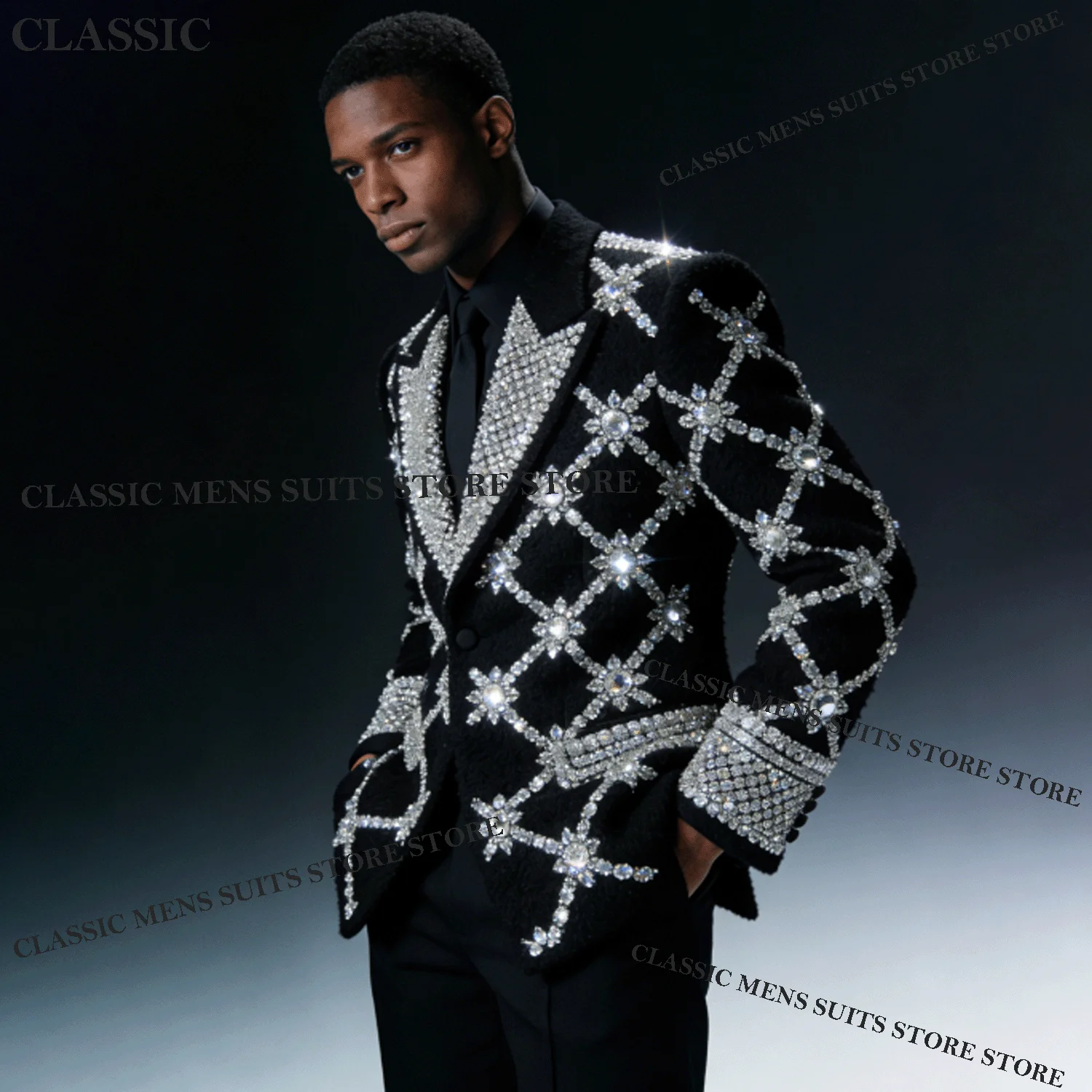 

Мужские свадебные костюмы ручной работы с кристаллами и стразами, приталенные смокинги для жениха, комплекты из 2 предметов, мужские пиджаки для жениха.