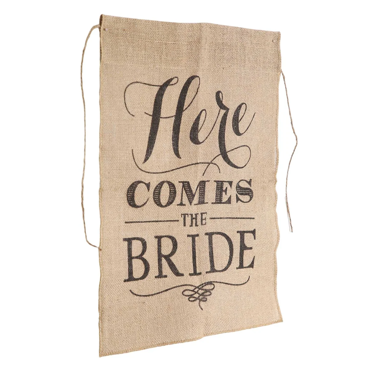 "Here Comes the Bride" Wedding Rustic Ceremony Burlap Banner For Flower Children 40cm x 50cm