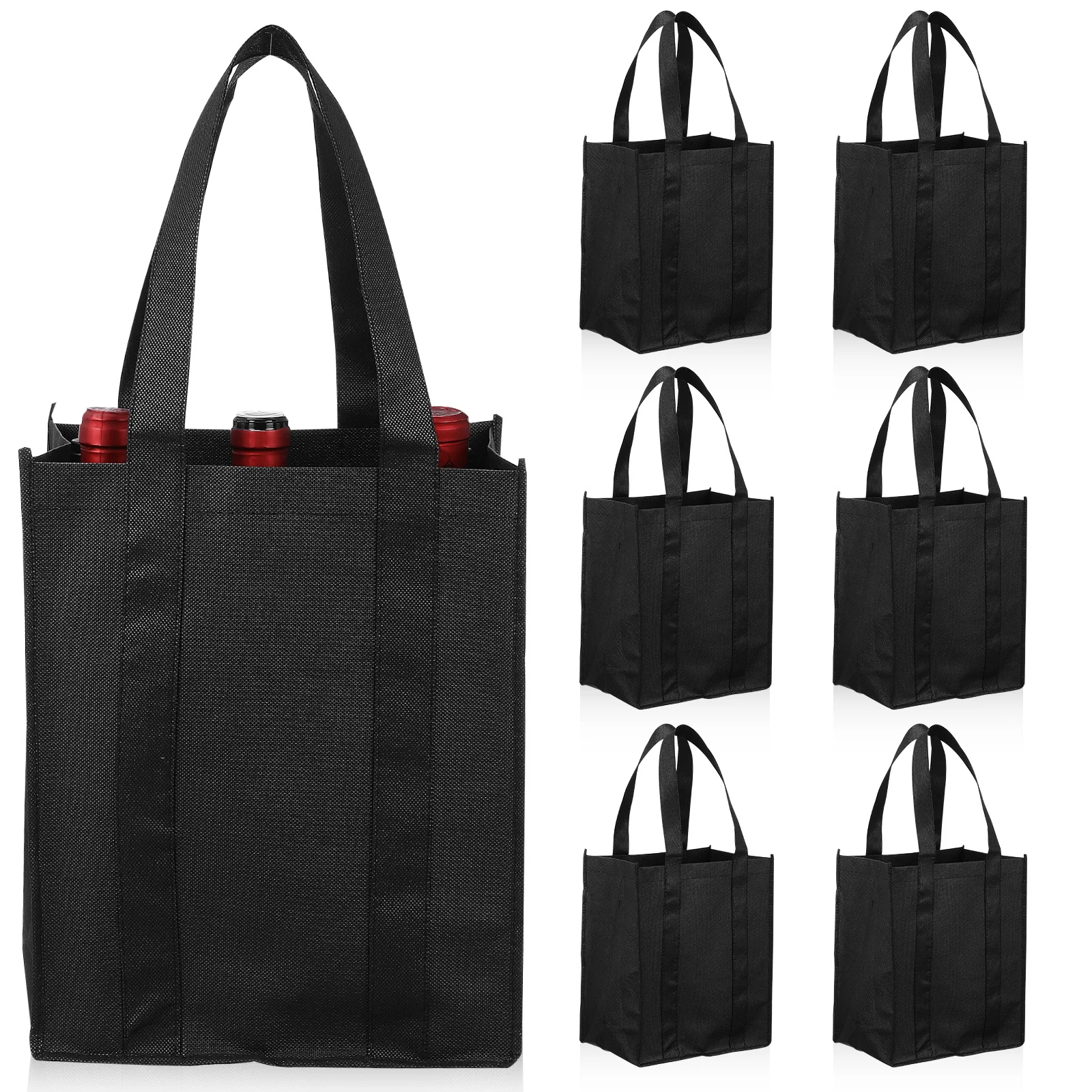 

6Pcs Wine Bottle Carrier Bags Large Capacity Non Woven Tote for Wine Beer Brandy Whisky Reusable Moisture Resistant Protection