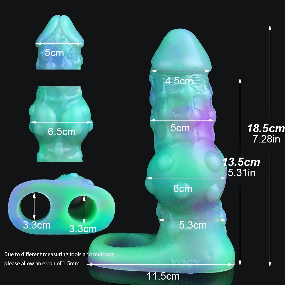 YOCY Big Knot Animal Penis Sleeve Soft Silicone Penis Enlargement Cock Sheath Glowing In The Dark  Sex Toy For Women Men