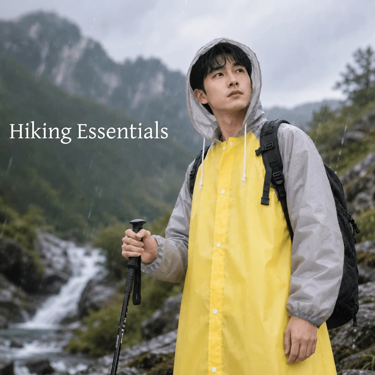 1PCS Stylish Color-Block Hooded Raincoat Unisex, Waterproof, Ideal for Travel & Hiking, Outdoor Gear