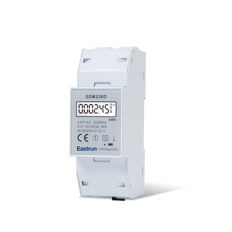 SDM230D Single Phase Din Rail Energy Meter 100A default 230V AC LCD display IEC62053-21 Pulse Output NON-MID