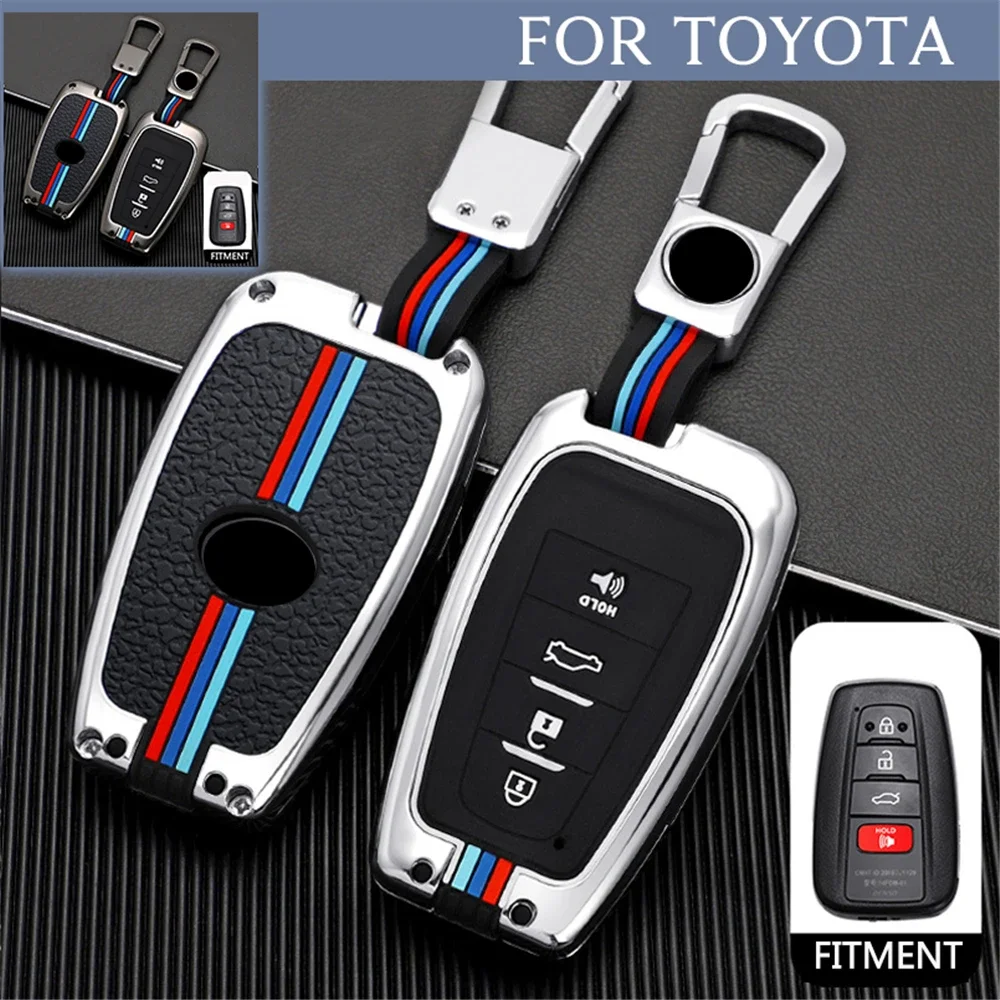 Zinc Alloy Remote Start Car Key Case Fob Skin Shell Holder Auto Accessories For Toyota Camry Rav4 Corolla Highlander 2014-2017